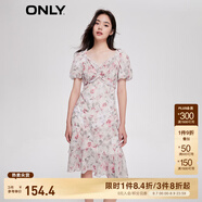 ONLY時(shí)尚甜美泡泡袖V領(lǐng)中裙碎花連衣裙女|123207140 彩花1 XS (155) 76A