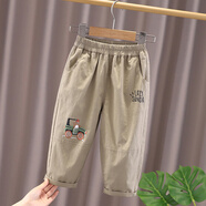 樂途 兒童兒童男孩薄款九分褲夏裝新款男童休閑鉛筆褲小童寶寶帥氣防蚊褲子 卡其色 90 cm