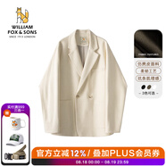 William fox&sons新復古回潮仿麂皮絨小西服男輕商務(wù)復古寬松易打理便西休閑西裝男 米白色（雙排扣） XL /52