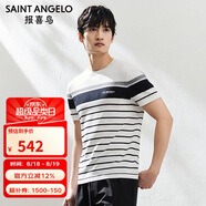 報喜鳥(niǎo)（SAINT ANGELO）輕柔紗圓領(lǐng)短袖T恤男士時(shí)尚休閑直筒上衣EST241903U白48