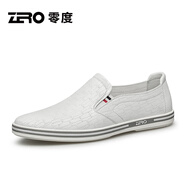 零度Zero官方男鞋2025新款潮流小白鞋防滑套腳一腳蹬男士休閑皮鞋 白色 43