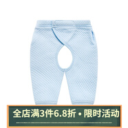 嬰兒褲子新生兒寶寶秋冬夾絲綿開襠褲新生兒魔術(shù)貼褲印花褲子女公主男生 藍色 66 cm