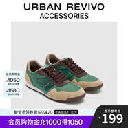 URBAN REVIVO2025春季新款男士拼接撞色圓頭運(yùn)動鞋UAMS50008 綠色/土黃 40