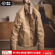 馬登工裝 美式重磅古著(zhù)黃石帆布油蠟夾克阿美咔嘰硬漢獵裝外套男 卡其色（無(wú)需水洗） 3XL （190/108A）