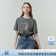 范思藍(lán)恩夏季縫紉機(jī)印花短袖t恤女春夏新款韓版寬松短袖上衣女T恤 煙灰色 XL