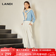 藍地（LANDI）白色高腰寬松八分休閑褲女夏季新款小個子哈倫褲 白色 XL