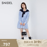 SNIDEL春夏甜美百搭V領(lǐng)褶皺寬松襯衫連衣裙SWFO241303 直條 M （1）