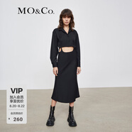 MO&Co.短款背帶連衣裙鏤空長袖連衣裙MBB3DRS023高級感 黑色 S 160