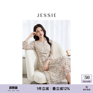 JESSIE【流光花語(yǔ)】2025年春夏新款雅致真絲連衣裙田園風(fēng)長(zhǎng)袖碎花 花色 M
