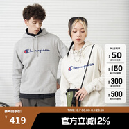 Champion【王俊凱同款】冠軍衛(wèi)衣男春秋基礎款棉質(zhì)美式情侶連帽套頭衫上衣 米白色 M