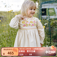happyology英國(guó)兒童連身裙女童童裝新品春秋繡花裙子燈芯絨連衣裙 奶油布蕾 92 (92cm)