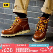 CAT卡特男士復古單鞋輕便戶(hù)外休閑工裝靴低靴 紅棕 43