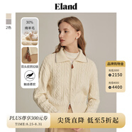 ELAND衣戀針織衫開(kāi)衫格雷系中短款羊毛混紡雙頭拉鏈毛衣 象牙白/白色(39)Ivory S (160)