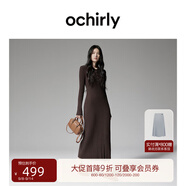 歐時(shí)力OCHIRLY抗起球羊毛針織連衣裙長(cháng)款優(yōu)雅季新品通勤松弛感新 深啡 M