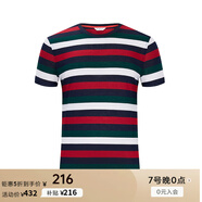 PORTS寶姿男裝夏季條紋休閑短袖棉質(zhì)T恤MN8N147UCC071 丈青條紋 M