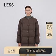 LESS【周迅同款】冬季休閑寬松泡芙無(wú)領(lǐng)輕薄中長(zhǎng)羽絨服2N0C1096A 223/濃咖 L