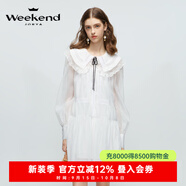 卓雅周末（JORYA weekend）海鹽茉莉|24春季新款蕾絲拼接娃娃領(lǐng)蝴蝶結(jié)燈籠袖連衣裙EJWEAN39 白色 S
