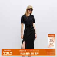 ONLY夏季時(shí)尚休閑長(zhǎng)款開(kāi)叉收腰顯瘦連衣裙女|124261004 H1Z 黑色 S