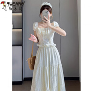 啄木鳥(niǎo)法式復古溫柔風(fēng)套裝女夏季波點(diǎn)一字肩襯衫高腰半身裙兩件套裝 杏色上衣+半身裙【套裝】 S 建議【80-95斤】