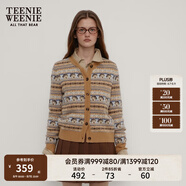 Teenie Weenie小熊女裝春季簡(jiǎn)約時(shí)尚休閑費(fèi)爾島復(fù)古短款針織毛衣 卡其色 XS (155)
