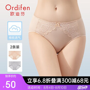 歐迪芬女士內(nèi)褲蕾絲棉質(zhì)無痕三角褲吸汗透氣女式情人節(jié)禮物 XK8A20