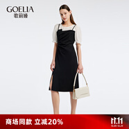 歌莉婭小香風(fēng)連衣裙女假兩件設計感針織拼接氣質(zhì)通勤小黑裙子1B5C4H74A 00B黑色 XL
