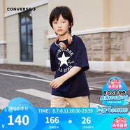 Converse匡威兒童裝男童t恤短袖短褲套裝夏季薄款女童夏裝中大童運動2件套 G139藏青藍 110 /56 【建議身高104-110cm】