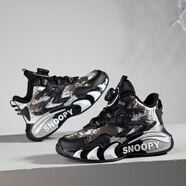 SNOOPY史努比童鞋兒童運動(dòng)鞋男女童舒適輕便籃球鞋減震跑步鞋3003黑白39