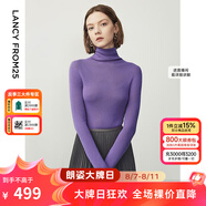 朗姿【王楚然同款】純羊毛高領(lǐng)針織衫春冬內(nèi)搭打底上衣曠野美拉德 數(shù)碼紫色2 XL