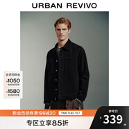 UR2025春季新款男裝輕熟風(fēng)滿(mǎn)底提花貼袋牛仔外套UMM840016 黑色條紋 XL