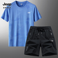 JEEP SPIRITJEEP吉普T恤男士休閑 8902天藍+黑色61621 L