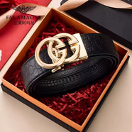 法莎尼亞2025新款法萊亞曼尼真皮男士奢侈品牌男潮年輕人皮帶十大名牌腰帶 金色專(zhuān)柜禮盒 115cm