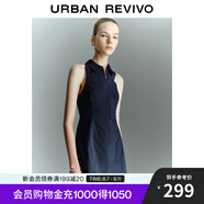 UR2025春季新款女裝學(xué)院風(fēng)超短款拉鏈無袖連衣裙UYU750030 藏青 XS
