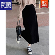 羅蒙金絲絨半身裙女2024秋冬季韓版休閑氣質(zhì)顯瘦長款百搭包臀a字裙子 黑色 L
