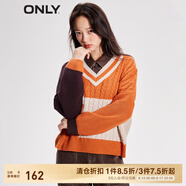 ONLY秋冬時(shí)尚撞色落肩寬松長(cháng)袖V領(lǐng)針織衫女|123313015 F12 夏威夷日落 S 160/80A