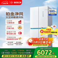 博世（BOSCH）【云朵白全域智凈M8·輕享版】550升 風冷無霜冰箱 風路雙循環(huán) 十字門冰箱BCD-550W(K5C821E23C)
