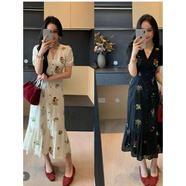 FMYVFY大碼女裝刺繡連衣裙2025夏季胖mm顯瘦修身掐腰連身裙 白色 XL