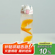 樂(lè)扣樂(lè)扣（LOCK&LOCK）人魚線塑料運(yùn)動(dòng)水杯便攜水壺夏天帶提手男女水杯子700ML淡粉色