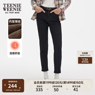 Teenie Weenie小暖爐小熊修身牛仔褲黑色加絨小腳褲緊身牛仔褲女裝 黑色 M (165)