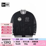 NEW ERA【七夕禮物】紐亦華MLB棉服男女情侶NY夾克棒球服保暖外套 14117431-黑色 S