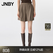 JNBY/江南布衣25夏新品羊毛休閑褲女寬松短褲闊腿褲5P5E11600 257/深卡其 L