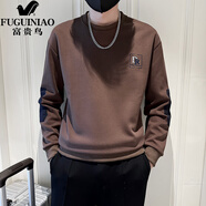 富貴鳥（FUGUINIAO）感刺繡長袖t恤男士春秋季外套潮牌潮流拼色上衣男打底衫衛(wèi)衣 咖啡色 M