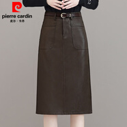 皮爾卡丹2025秋冬新款開(kāi)叉PU皮裙女高腰過(guò)膝中長(cháng)款氣質(zhì)a字包臀時(shí)尚一步裙 咖色 A區1548（無(wú)腰帶） S 95斤以下