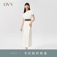 OVV【愛(ài)情而已同款】OVV2022春夏新款女裝緞面堆堆領(lǐng)短袖連衣裙 米白15 XS