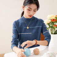 兔皇（TUHUANG）【厚款純羊毛】2025秋冬半高領(lǐng)撞色小清新羊毛衫毛衣女TW28X3126