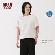 無(wú)印良品（MUJI）女式?jīng)龈蟹雷贤饩€蝙蝠袖T恤 短袖上衣打底衫女款涼感物語(yǔ)硬核防曬 白色 L (165/88A)