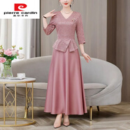 皮爾卡丹200斤大碼喜婆婆婚宴裝新中式國風(fēng)長(cháng)袖媽媽連衣裙女洋氣裙子 紫色 3XL 【建議135-150斤】高品質(zhì)