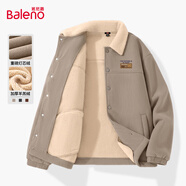 班尼路（Baleno）加絨外套男秋冬季2025新款保暖防風(fēng)肌理感夾克男士燈芯絨開(kāi)衫棉服