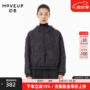 MOVEUP幻走2022冬季新款.FUN系列連帽趣味繡花設計師短款棉外套女 夜黑 L