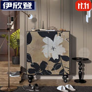 伊欣登新款輕奢法式奶油入戶鞋柜客廳進(jìn)門收納立柜陽(yáng)臺(tái)玄關(guān)靠墻儲(chǔ)物柜子 中古植物花卉 長(zhǎng)90*高110*厚40  黑色